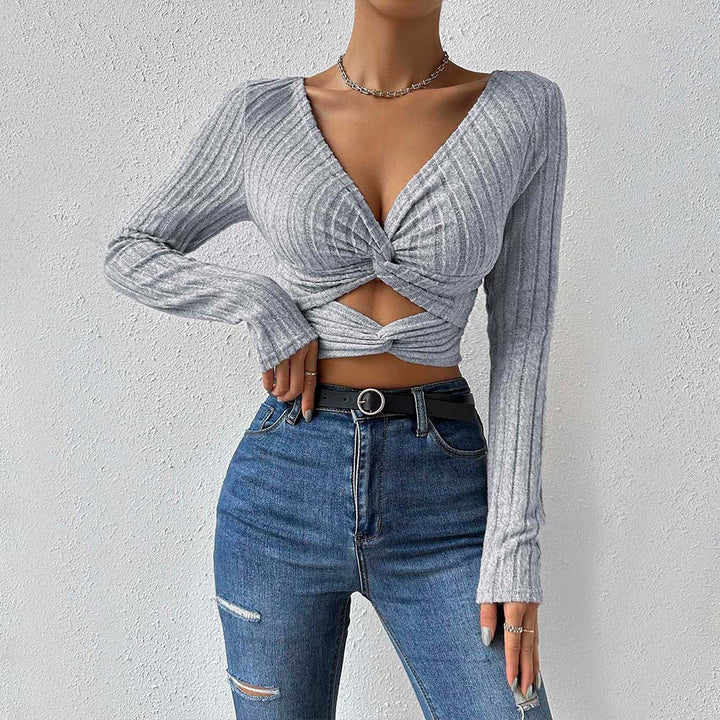 Top cropped femme avec design intemporel en torsion et manches longues Levoire