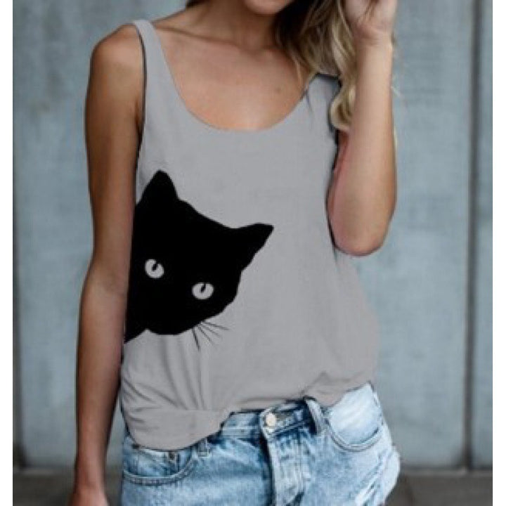 Débardeur pour femmes avec motif créatif de chat et coupe décontractée Levoire