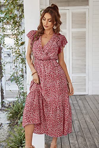 Robe maxi pour femmes avec décolleté en V profond et jupe évasée Levoire