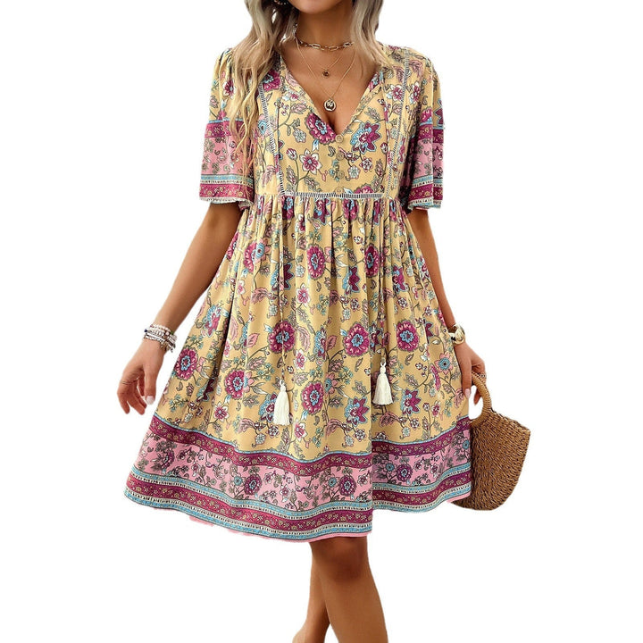 Levoire | Robe boho femme à manches courtes avec imprimé floral