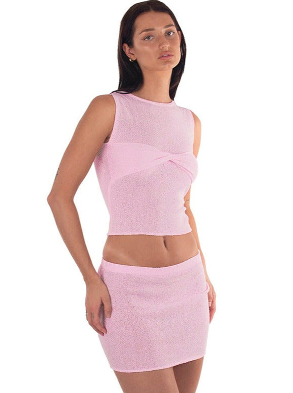 Levoire | Débardeur Torsadé Sans Bretelles Taille Basse Rosa