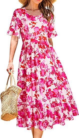 Robe midi pour femmes avec motif floral et ourlet à volants Levoire