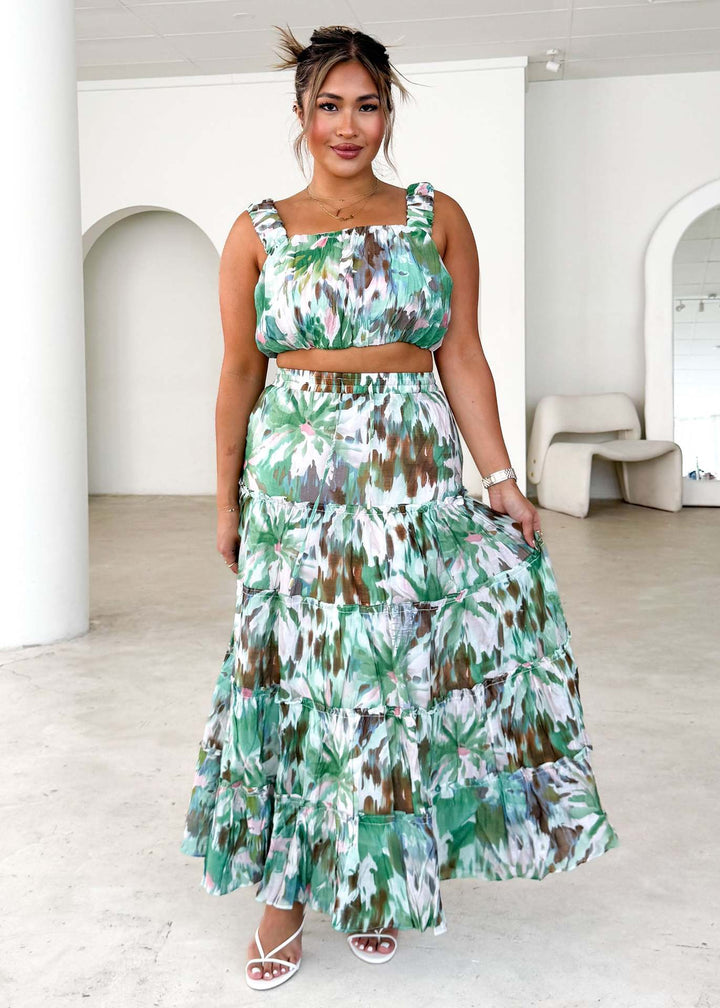 Robe Maxi Femme avec Blouse Aérée et Jupe Volumineuse Levoire