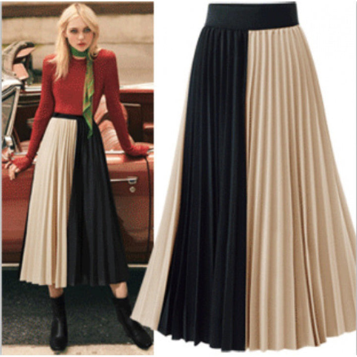 Jupe midi plissée pour femme dans un design moderne en blocs de couleur Levoire
