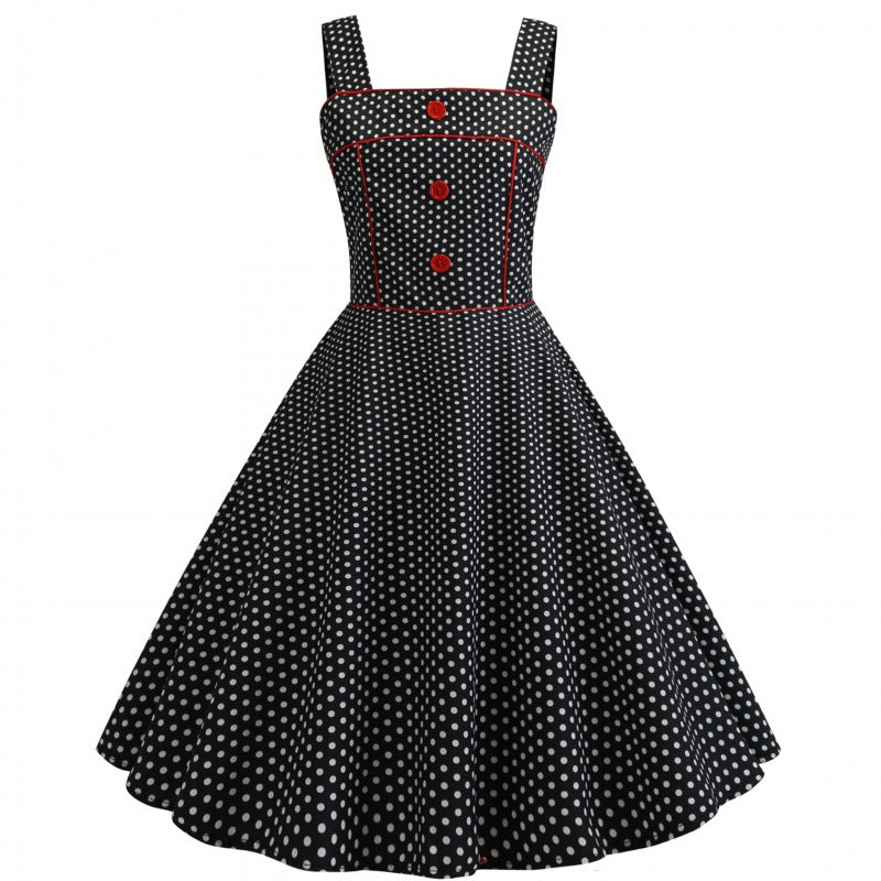 Robe Swing à Pois Vintage pour Femmes Levoire