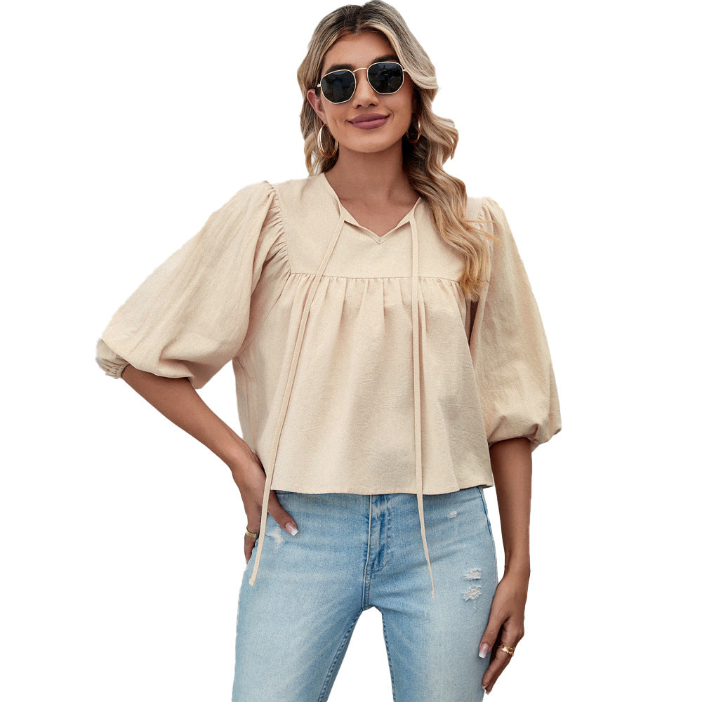 Blouse pour femmes avec des manches larges et un nœud ludique Levoire