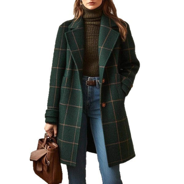 Manteau en laine à carreaux pour femmes Levoire
