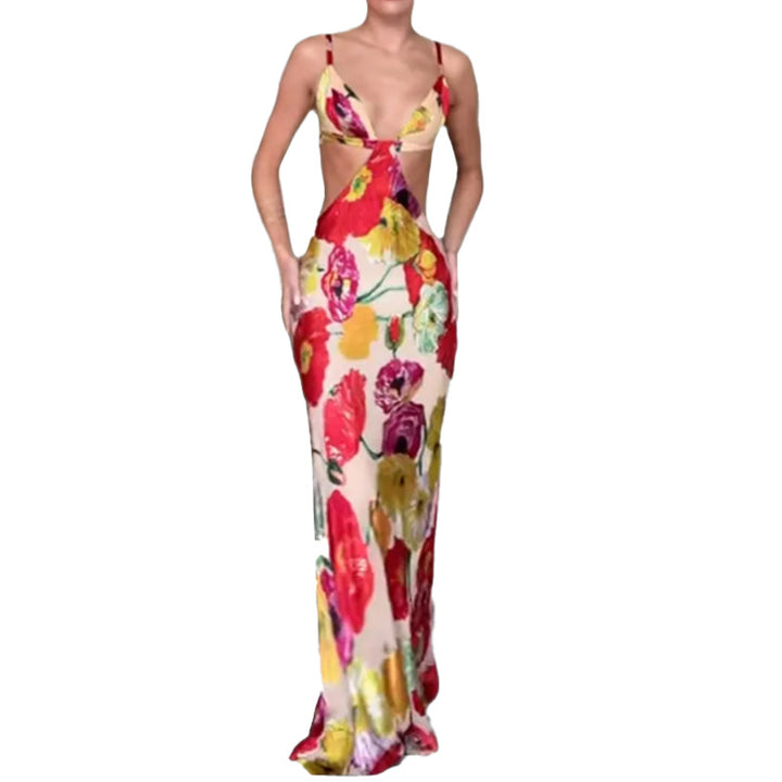Robe Maxi Élégante Femme avec Découpe Florale et Design Découpé Levoire