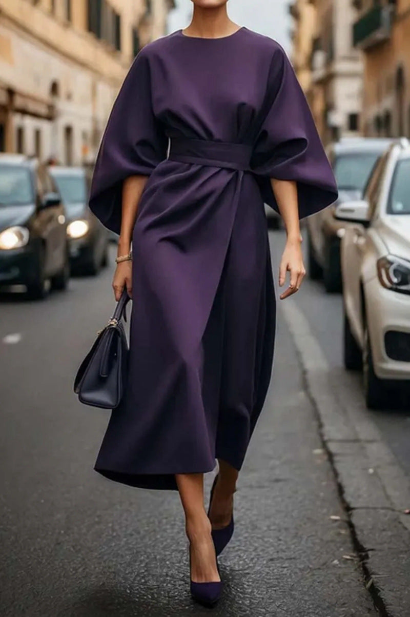 Levoire | Lgante Robe Avec Belt De Taille Lilas