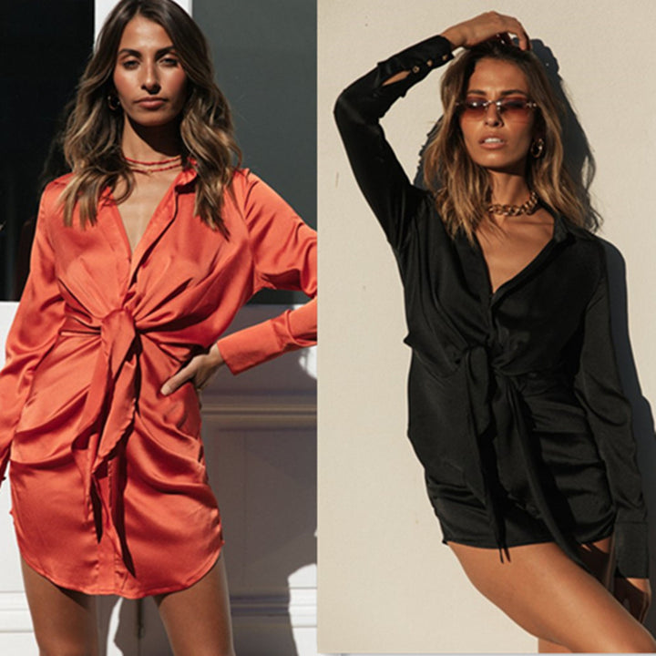 Robe chemise pour femmes avec détail de nouage sophistiqué Levoire