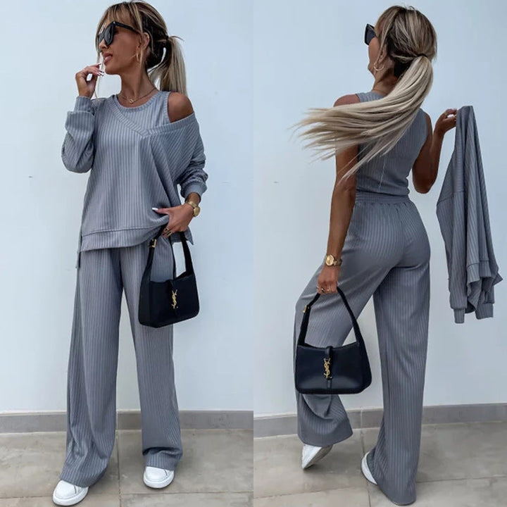 Levoire | Rennon V-ouvert chemise pantalon ensemble trois pièces