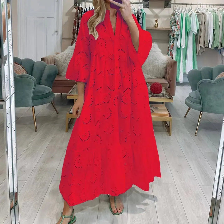 Levoire | Robe longue à décolleté en V pour femmes de style français