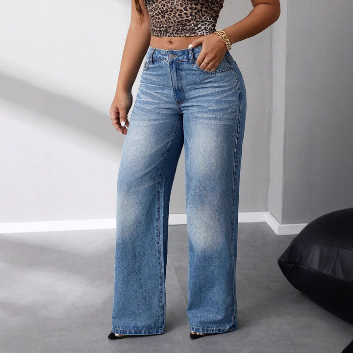 Jean taille haute à coupe large pour femmes dans un style vintage décontracté Levoire