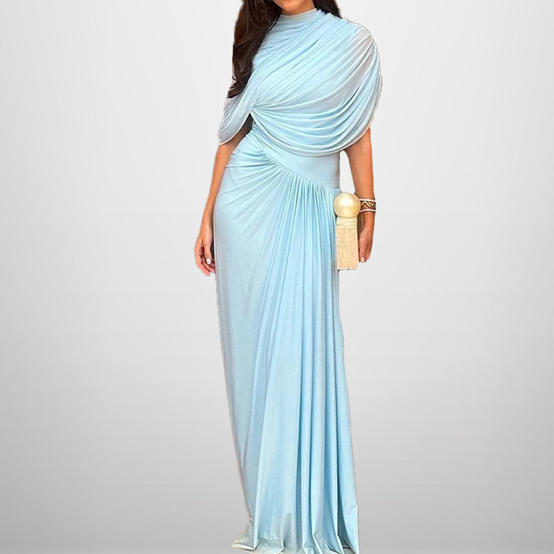 Robe Maxi Enveloppante Élégante pour Femmes avec Détails de Drapé Raffinés Levoire
