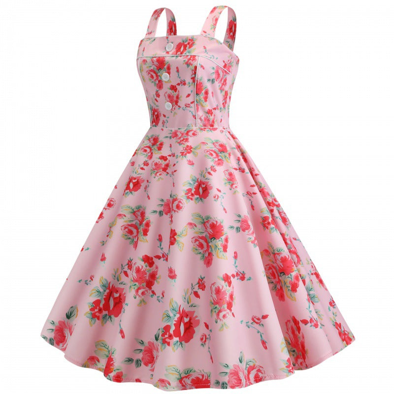 Robe évasée pour femmes avec mélange de motifs floraux et tablier élégant Levoire