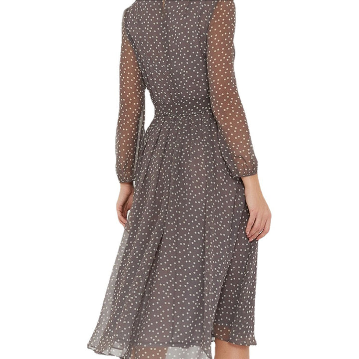 Robe en chiffon pour femme avec manches transparentes et ceinture ajustée Levoire