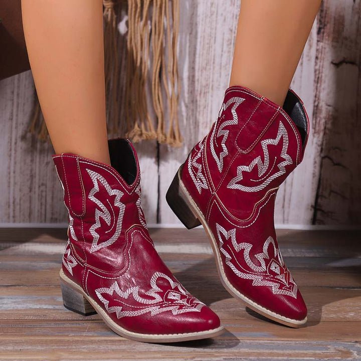 Levoire | Bottes De Cowboy Avec Détails Brodés Pour Femmes Rot