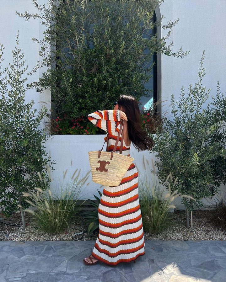 Levoire | Robe Maxi Rayée Avec Décolleté En Tricot