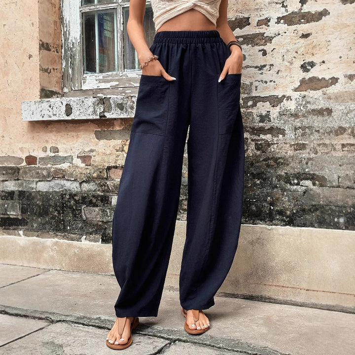 Pantalons larges harem décontractés pour femmes avec taille élastique et poches pratiques Levoire