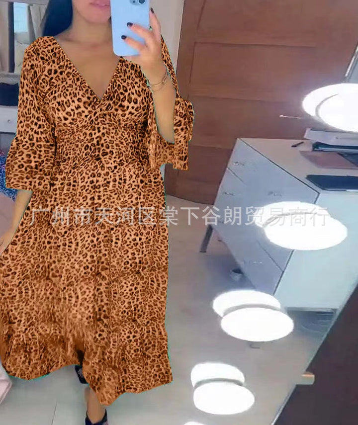 Levoire | Robe léopard Imprimé léopard Robe décontractée Braun motif léopard
