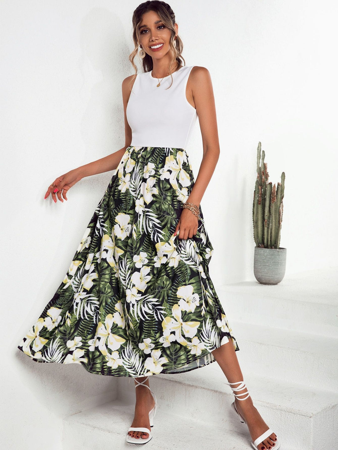 Jupe maxi pour femmes avec motif floral et ourlet évasé Levoire