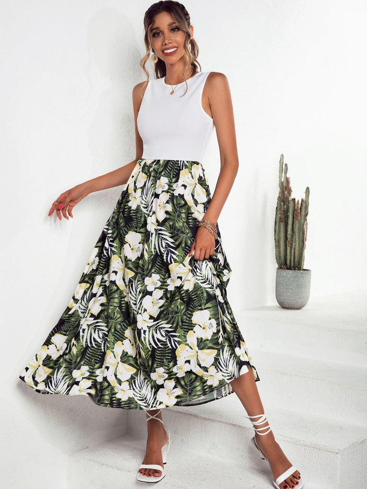 Jupe maxi pour femmes avec motif floral et ourlet évasé Levoire