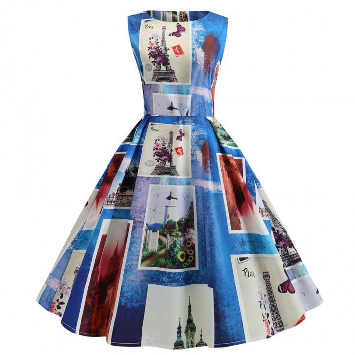Robe A-Line Vintage Femme avec Design Artistique Levoire