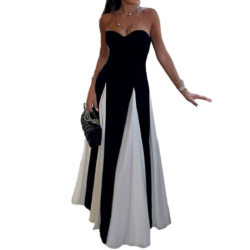 Robe de soirée élégante pour femmes avec encolure en cœur et inserts verticaux Levoire