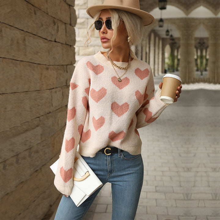 Pull femme avec motif cœur et coupe décontractée Levoire