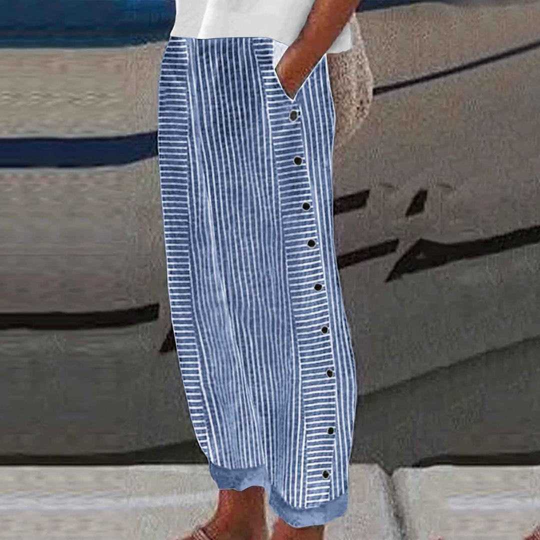 Levoire | Pantalons À Accents À Boutons Rayés Roi bleu