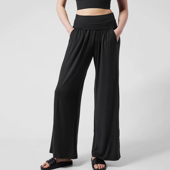 Pantalons larges en jersey pour femmes avec taille élastique et design taille haute Levoire