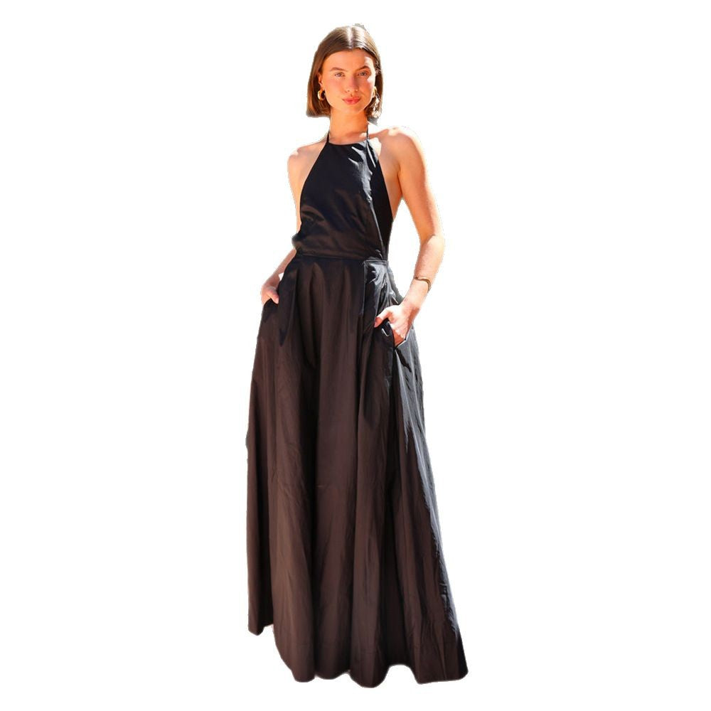 Robe de soirée longue pour femme avec découpe profonde au dos et jupe fluide Levoire