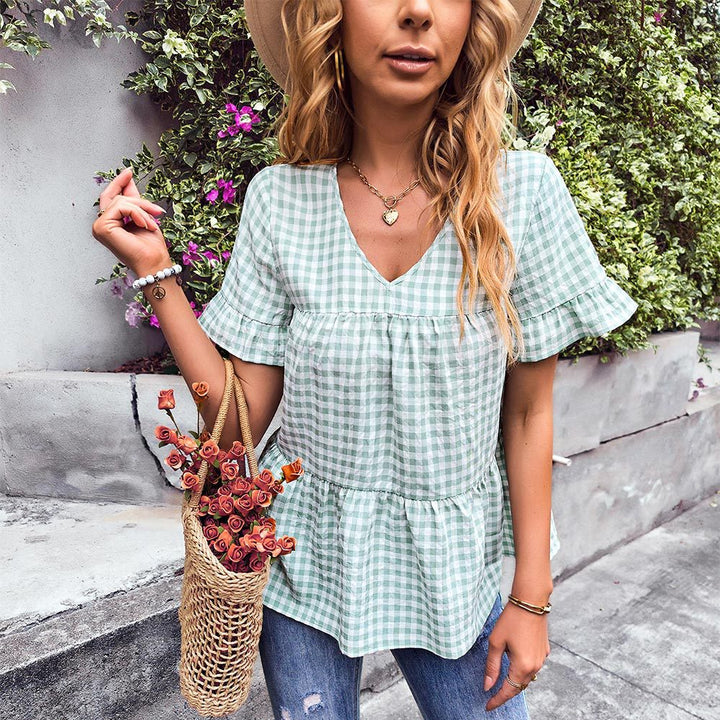 Blouse pour femmes avec décolleté en V et manches volantes Levoire