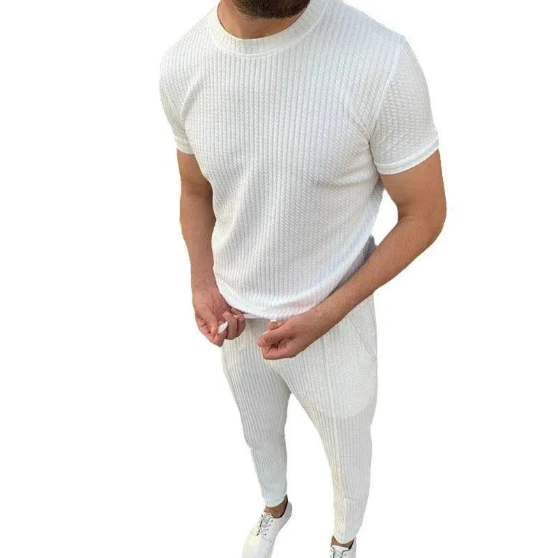 Levoire | Slim Fit Deux pièces Vêtements de loisirs Sport Ensembles à manches courtes et pantalons longueur cheville