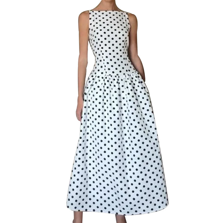 Robe Maxi Rétro Femme à Pois et Jupe Volumineuse Levoire