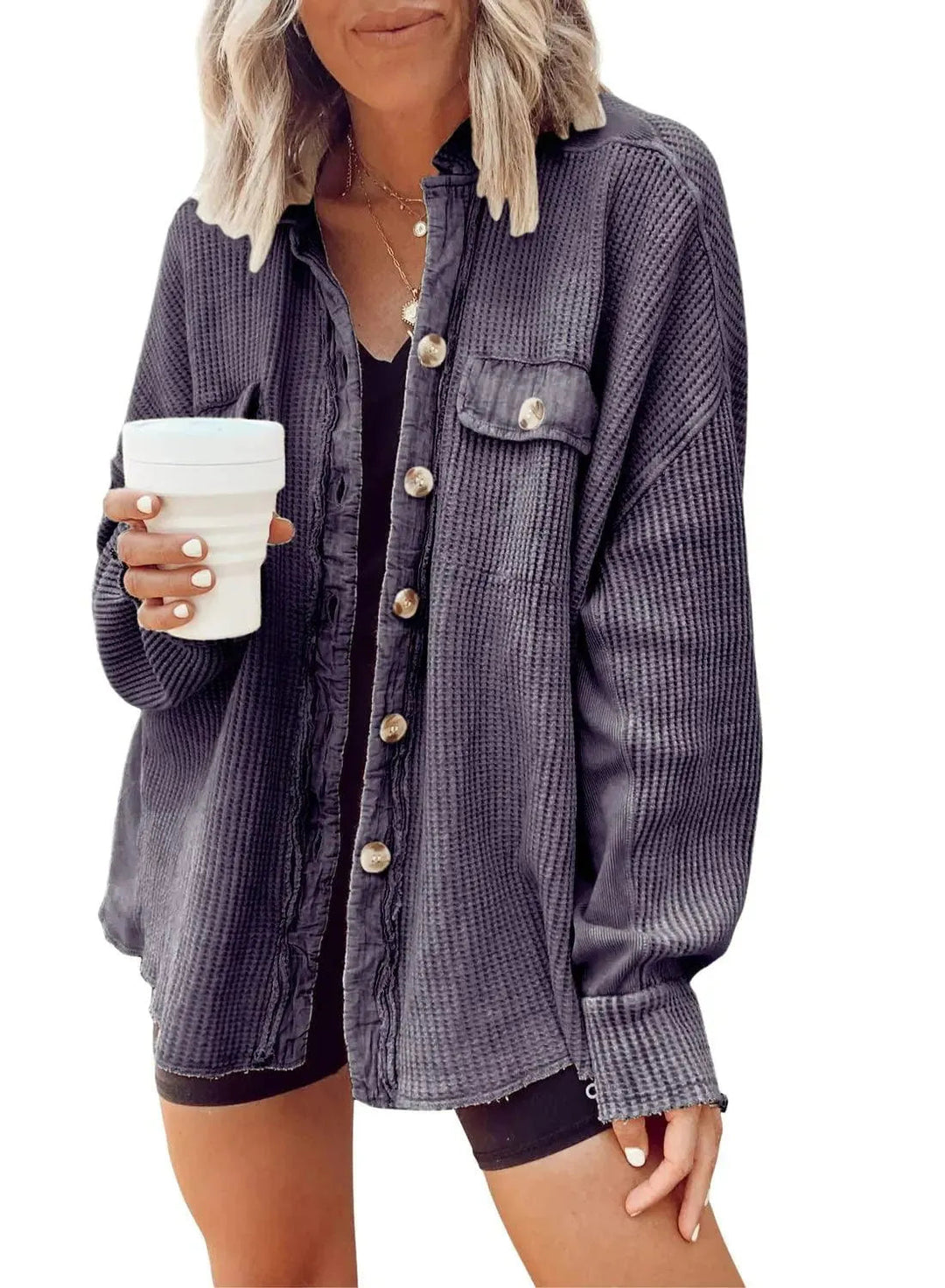 Levoire | Veste en shirt irrégulière pour femmes Bleu foncé