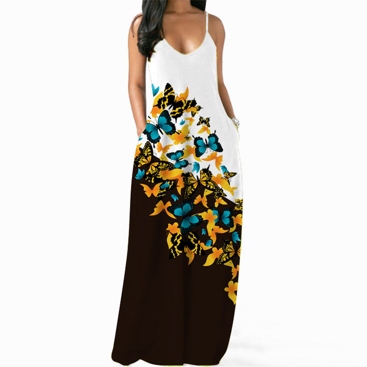Robe maxi femme avec accents floraux et poches latérales sophistiquées Levoire