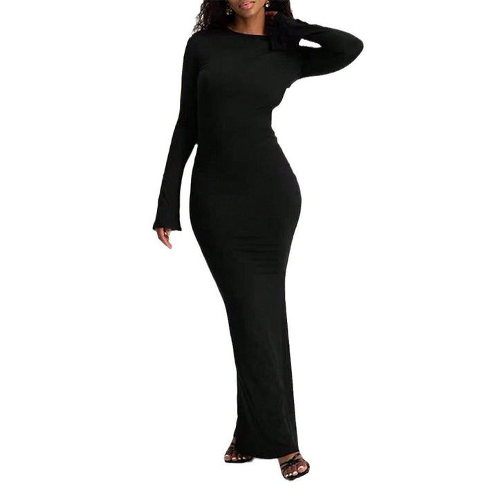 Robe maxi élégante pour femmes à manches longues avec silhouette bodycon et encolure à trou clé Levoire