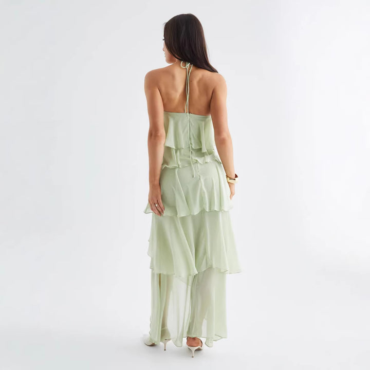 Robe maxi élégante pour femme avec détails de volants fluides Levoire