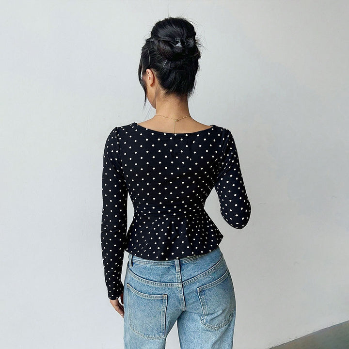Chemisier femme avec coupe peplum et motif à pois Levoire