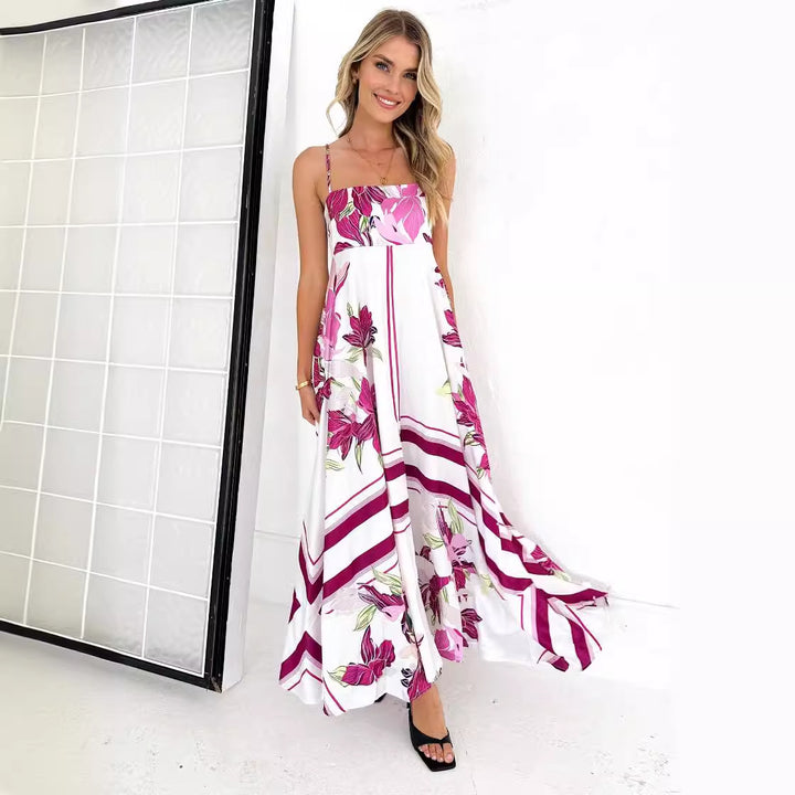 Robe maxi femme avec une coupe aérienne et des accents graphiques modernes Levoire
