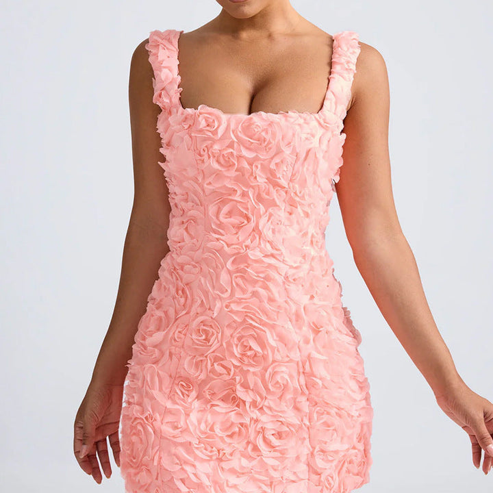 Levoire | Trendikini Sans Manches Mini Robe avec Ceinture à Nouer Rosa