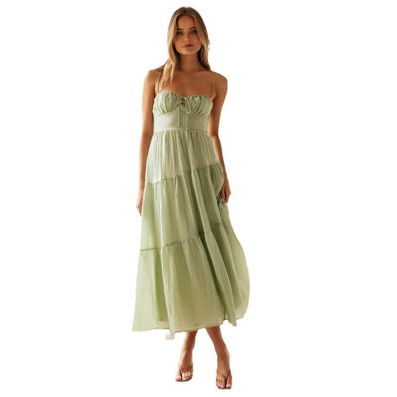 Robe maxi femme avec bretelles réglables et volants sophistiqués Levoire