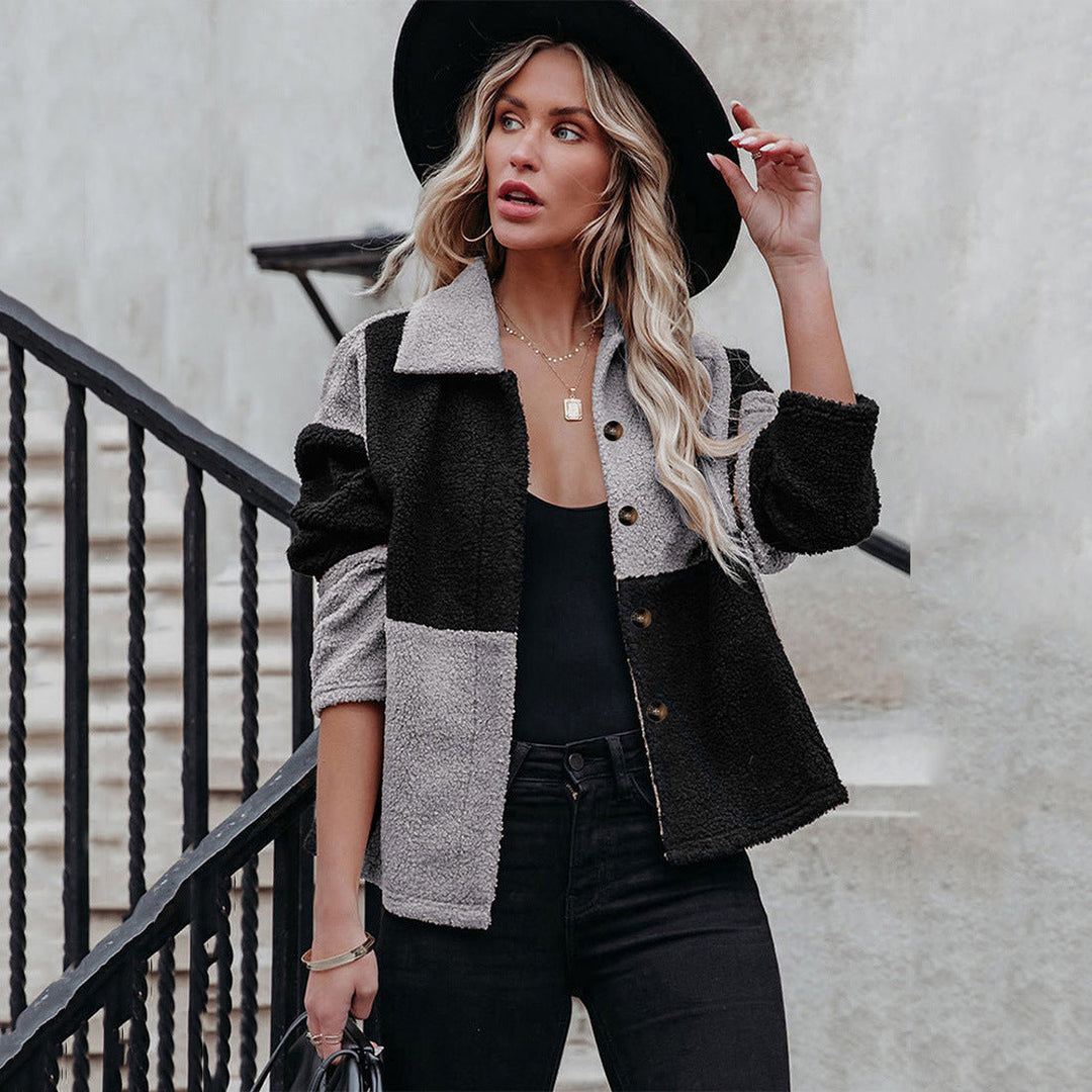 Levoire | Manteau En Laine À Une Rangée Pour Femmes Noir et Gris