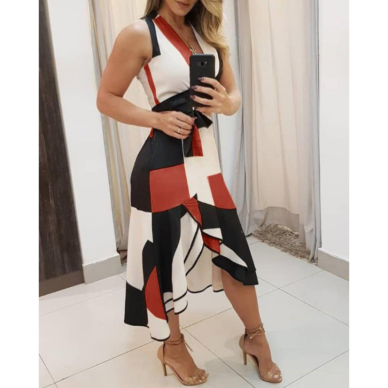 Robe portefeuille femme avec motif graphique moderne et détail de ceinture Levoire