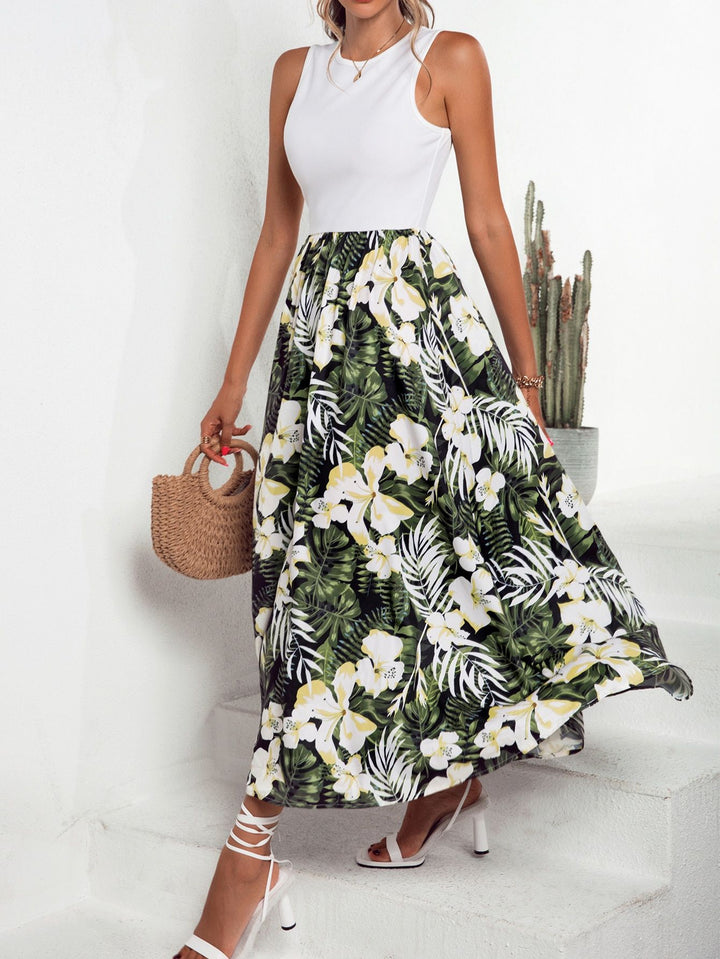 Jupe maxi pour femmes avec motif floral et ourlet évasé Levoire