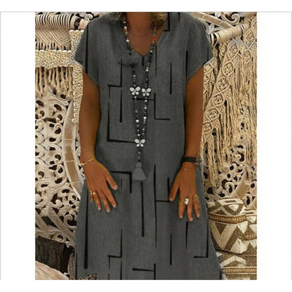 Levoire | Robe à encolure en V à motif tendance Gris