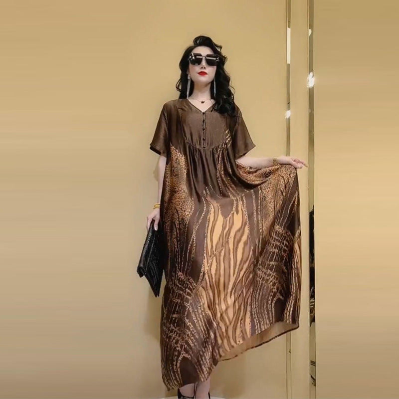 Levoire | Robe imprimée motif d'été combinée jupe longue 8396