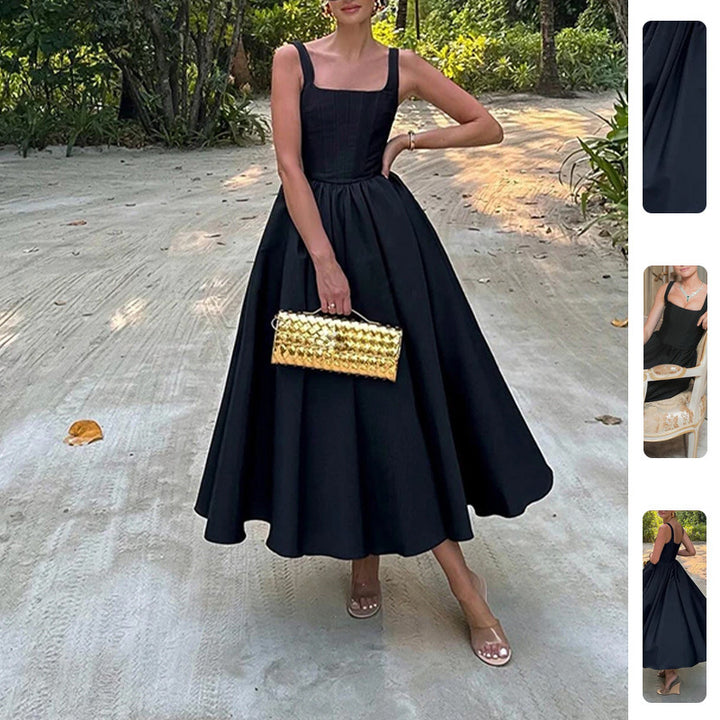Robe maxi femme avec élégante coupe A et décolleté carré Levoire