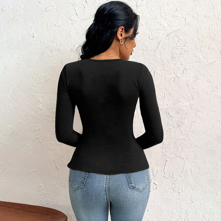 Chemise à manches longues pour femmes avec coupe asymétrique et fronces à la mode Levoire